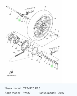 Genuine Parts Yamaha YZF R3/MT 03 2015-2025 Chain Adjustable