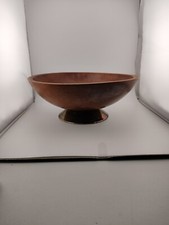 Shallow Wooden Pedestal Bowl Fruit centerpiece 