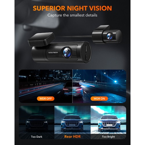WOLFBOX Dash Cam 4K Front and Rear Dash Camera WiFi GPS with Free 64G SD Card - Picture 5 of 15