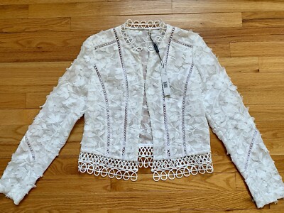 NWT Elie Tahari Leanne Embroidered Cropped Jacket White Sz 4- So Beautiful!