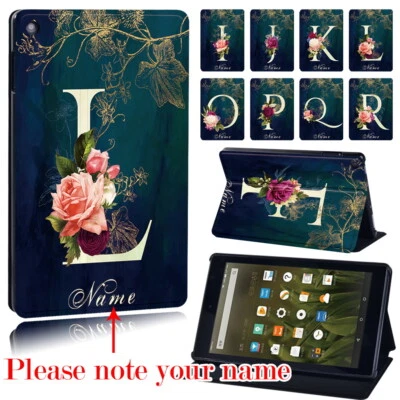 Personalised Custom Name Stand Case Cover For Amazon Fire 7" HD 8" HD 10" +Pen