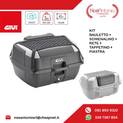 BAULETTO GIVI B45+ 45LT MONOLOCK UNIVERSALE + SCHIENALINO + RETE MOTO SCOOTER