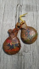 Hand Carved Hand Painted Vintage Wooden Spanish Castanets