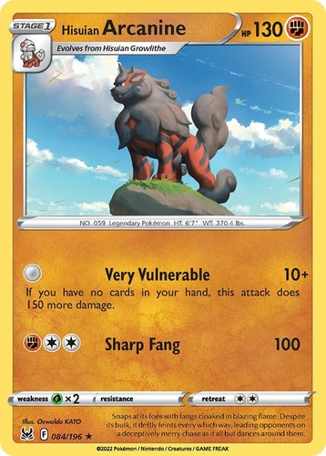 Pokemon Hisuian Arcanine V - Silver Tempest- 090/195 | eBay Pokemon Hisuian Arcanine V - Silver Tempest- 090/195 | eBay