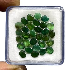 30 Pcs Natural Green Emerald Oval Cut 10.12 Cts Lot 4.5-5mm Loose Gemstones