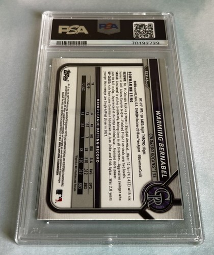 Warming Bernael 2022 Bowman Chrome #BCP-46 1st Mojo Refractor PSA 8 - Foto 5 di 5