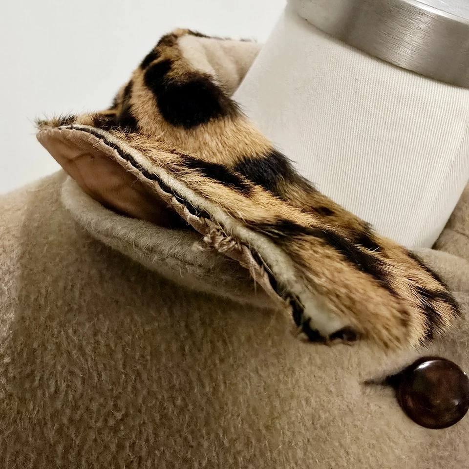 Abrigo largo vintage para mujer color camel chaqueta forrada con ribete de piel de saltardo XS Foto 4 de 4