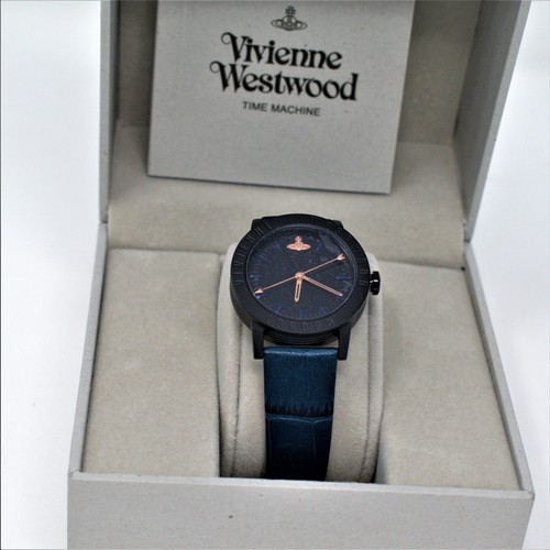 VIVIENNE WESTWOOD VV213BKBL Warwick Black & Blue Leather Ladies Watch - 第 4/5 張圖片