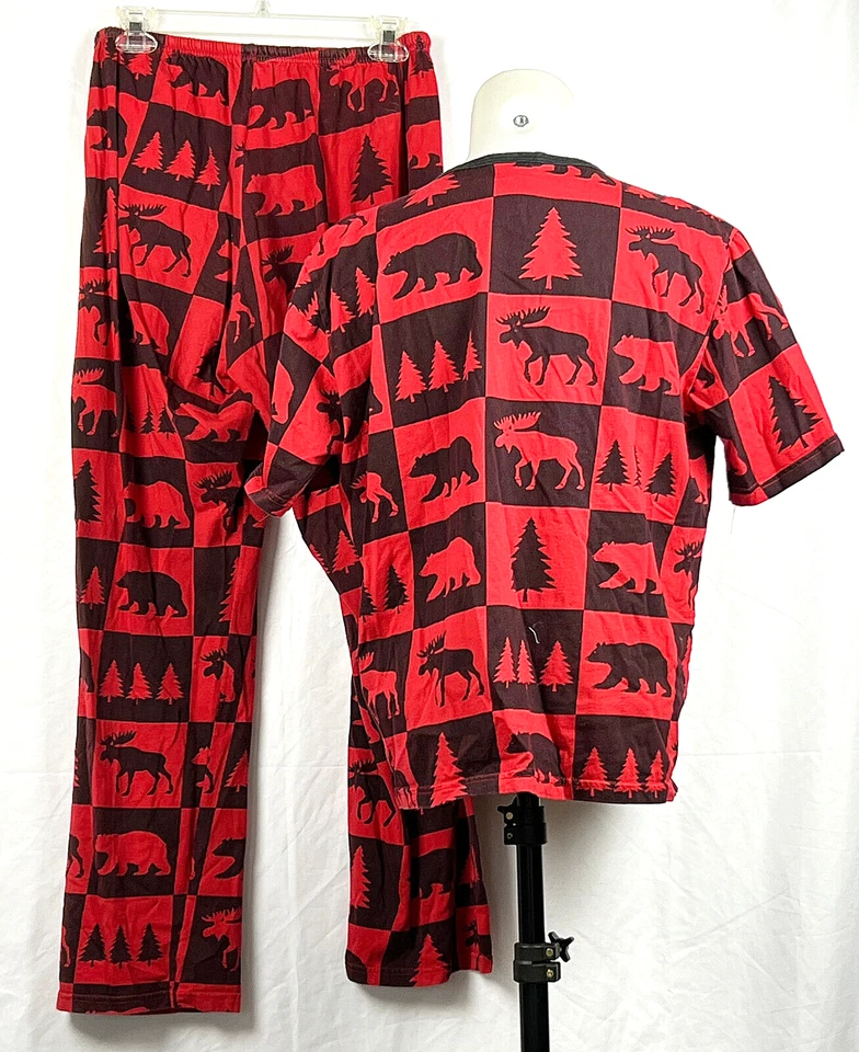 Conjunto de pijama tejido 100 % algodón a cuadros Hatley Red Moose S/S para mujer M hecho en Canadá Foto 2 de 2