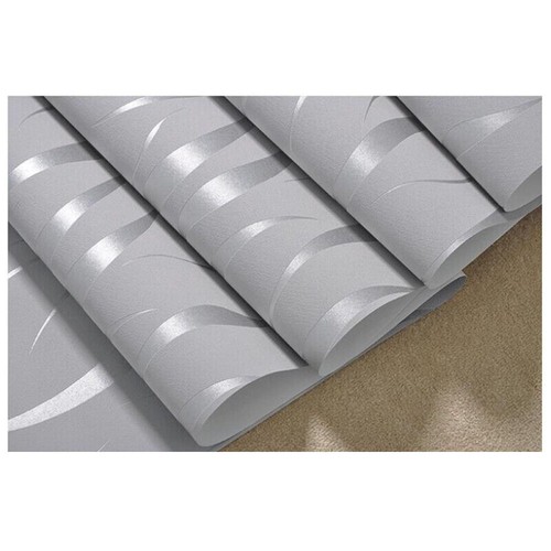 Light Grey 3D Effect Wave Stripes Embossed Textured Wallpaper Roll Wall Paper -- - Picture 11 of 12