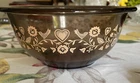 Corning Friendship Pattern Bowl 7” Amber Brown  Birds Hearts Flowers 1L USA