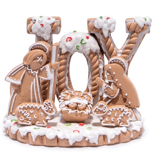 Gingerbread Themed Nativity Holy Family Nativity Scene Christmas Decor Figuri...