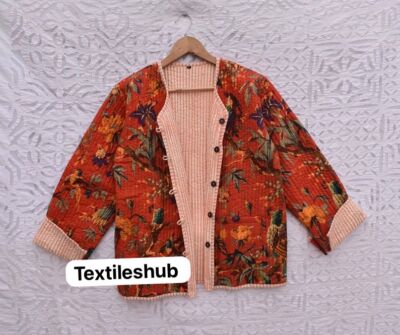 Veste Matelassée Réversible Femme - Coton Imprimé Indien Fait Main - Taille XS à XXL - Neuf