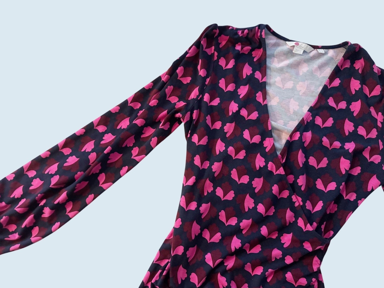 BODEN Elodie Long Sleeve Faux Wrap Leaf Print Blouse Top Sz 6