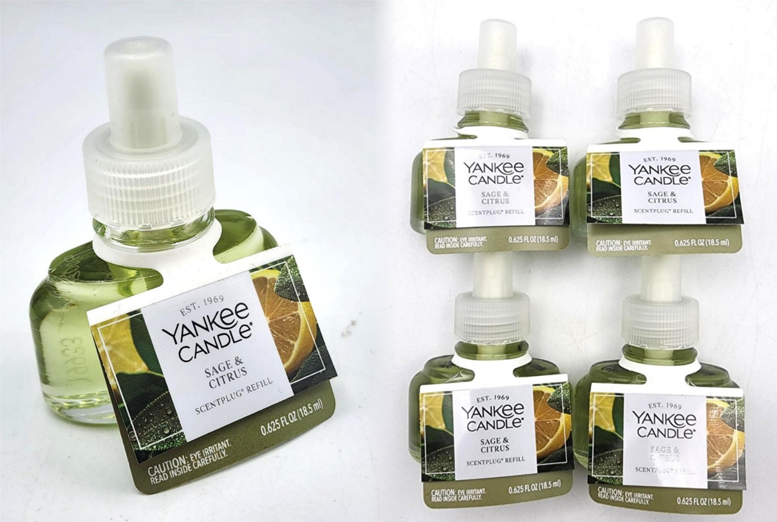 4 Yankee Candle SAGE & CITRUS SCENTPLUG Oil Refills Zesty Le