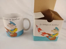 Russ Berrie & Co. "I'd Rather Be Boating" 12oz Coffee Tea Mug VTG 4"x3.5" READ