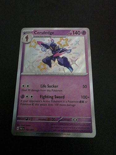 Pokémon Ceruledge 162/091 Shiny Rare Holo SV Paldean Fates English 140 HP