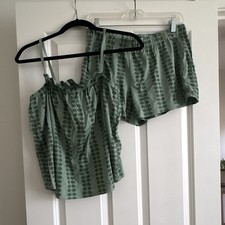 LAKE Women s Green Floral Pajama Set Size M, Two-Piece Pajama Set