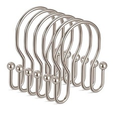 Double Shower Curtain Hooks Rings, Double Sided Shower 24 Pack Brushed Nickel