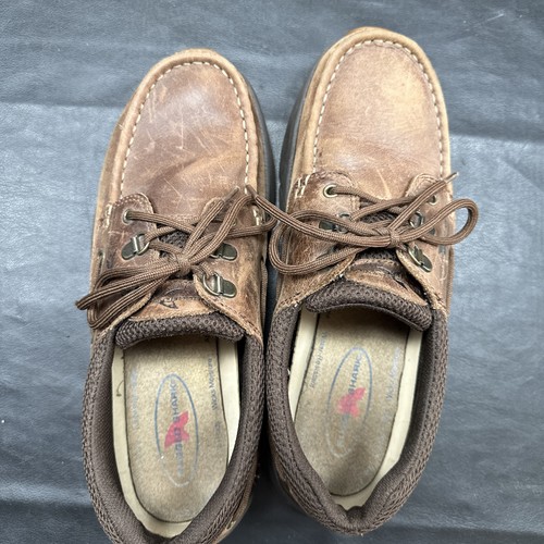 Zapatos Tiburón Resistente Para Hombre Talla 10 Cuero Marrón Barco Informal Con Cordones Comodidad 570 - Imagen 9 de 15