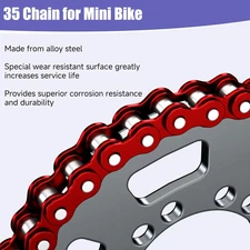 35 Red Chain with Mini Bike Chain Tensioner Compatible with Coleman CT100U Parts