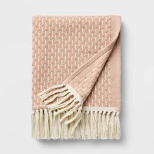 50x60 Throw Woven Pattern Medium Orange/Cream...