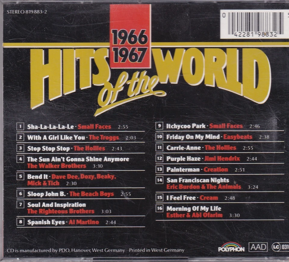 -0252- Hits Of The World 1966-1967 - CD- vg++ - Bild 2 von 2