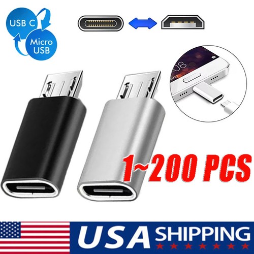 200x Type C Female to Micro USB Male Port Converter Charge Data Sync Adapter Lot - $23.39