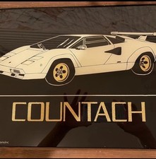 Vintage Graphic Creations Inc. Lamborghini Countach Framed Glass Mirror Art