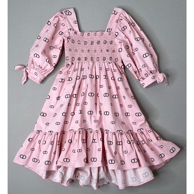 Twinset Milano Pink Logo Puff Sleeve Cotton Poplin Dress Girls 6 Yrs/116 cm