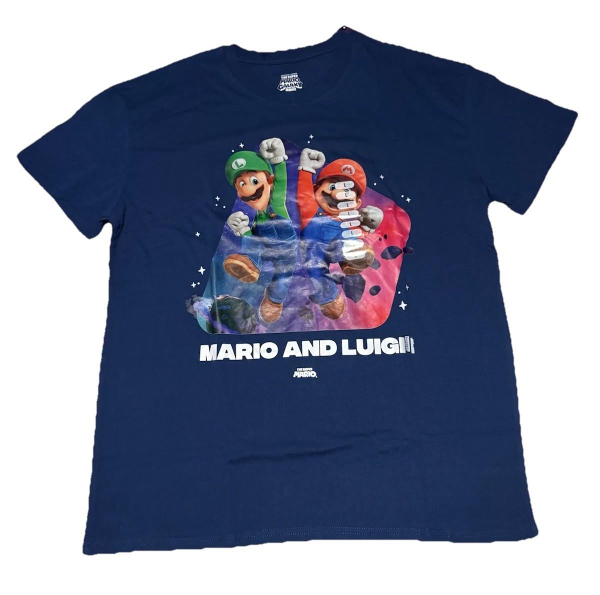 Nintendo Super Mario Galaxy Movie Blue T-Shirt Mario Luigi Size 