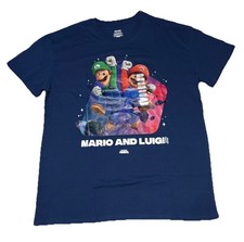 Nintendo Super Mario Galaxy Movie Blue T-Shirt Mario Luigi Size Large
