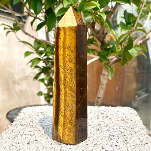 346G Large Natural Tiger Eye stone obelisk quartz crystal wand Energy Repair. - Picture 2 of 19