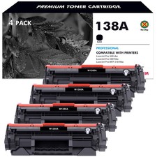 4PK 138A W1380A Toner Fits HP LaserJet Pro 3001dw 3001fdw MFP 3101fdw No Chip