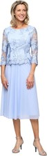 Alex Evenings Women's Plus Size Tea Length Lace Mock Dress, 16,Hydrangea