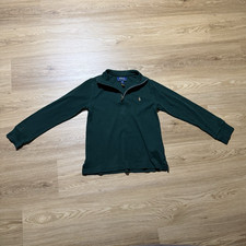 Polo Ralph Lauren Boys Dark Green 1/4 Zip Cotton Sweater Size 8/Size Small