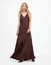  158 Madewell Satin Sleeveless Maxi Slip Dress Brown Size 0