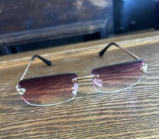 Vintage Cartier Rimless Sunglasses Pink Gradi...