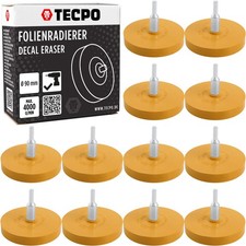 12x TECPO FOLIENRADIERER ETIKETTEN R&Uuml;CKST&Auml;NDE AUFKLEBER RESTE ENTFERNEN &Oslash; 90 mm