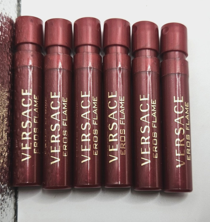6 Versace Eros Flame Eau de Parfum 1.5mL Sample Spray Vials Travel Size