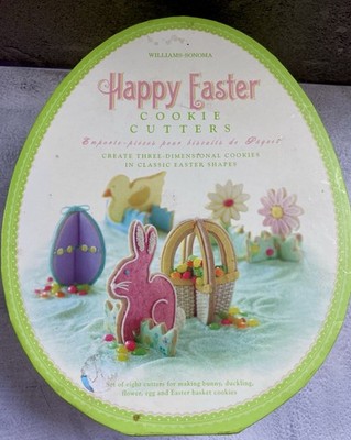 William Sonoma  Happy Easter  Egg Boxed 3D Cookie Cutter Set W/ Recipe Card