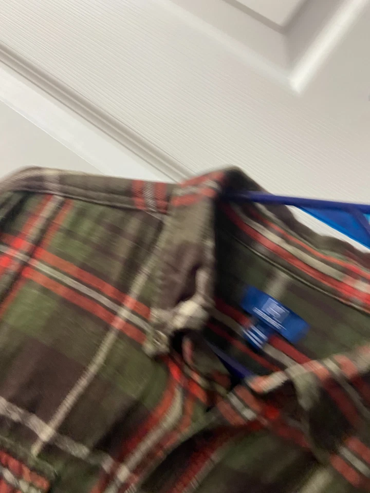 Camisa George Verde Franela a Cuadros Abotonada Para Hombres Grande 42-44 Bolsillos con Solapa Comfo Foto 3 de 4