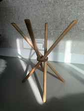 Vintage Satellite Starburst Side Table BASE Industrial Wood Steel MCM Minimalist