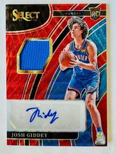 Josh Giddey 2021-22 Panini Select Red Wave Rookie Patch Autograph Auto