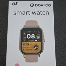 DOVIICO Smart Watch Fitness Tracker Heart Rate Monitor Beige Silicone Band 44mm