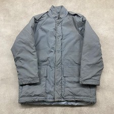 Vintage Military Padded Jacket Mens Large Quilted Full Zip Coat, Grey