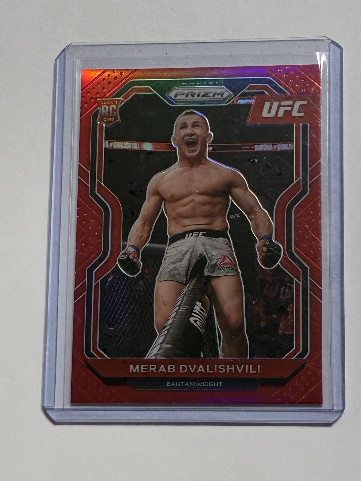 2021 Panini UFC Prizm Merab Dvalishvili RC 234/275 Red Prizm Rookie Card #87
