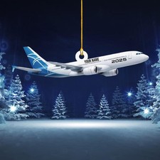 Personalized Airplane 2d Ornament 2025, Custom Name Pilot/Traveler Gift,