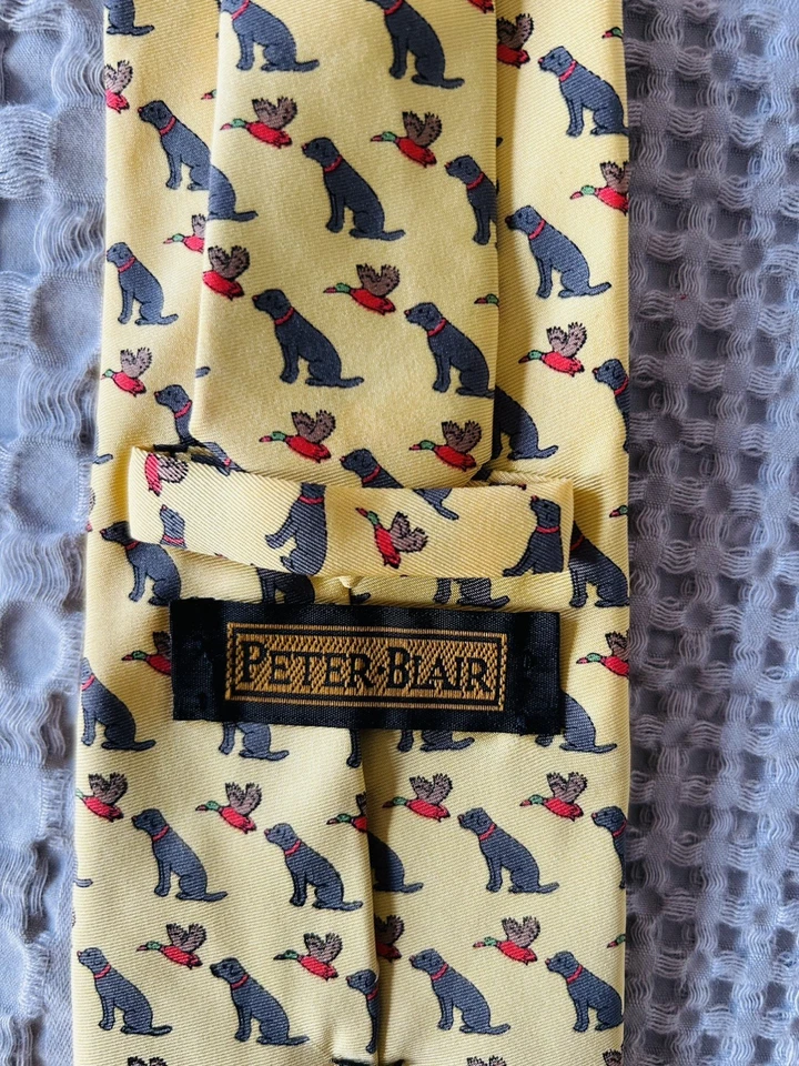 Corbata Peter Blair perro y ganso de colección EE. UU. 100 % seda cuello  Foto 3 de 4