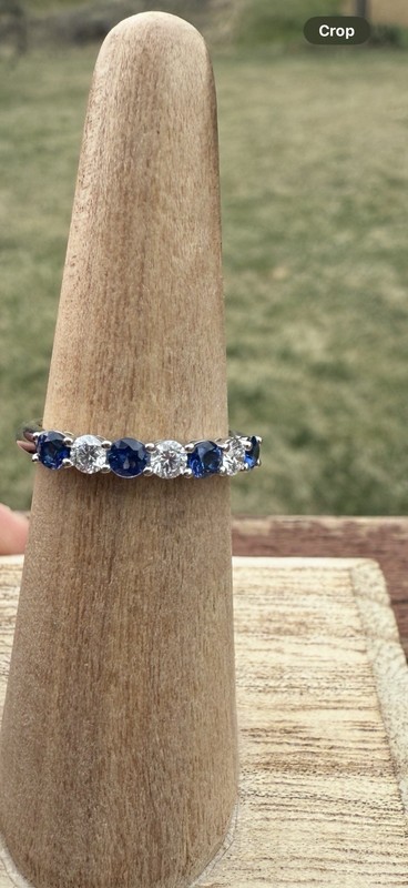 Tiffany & Co Blue Sapphire Diamond 3mm Platinum Band